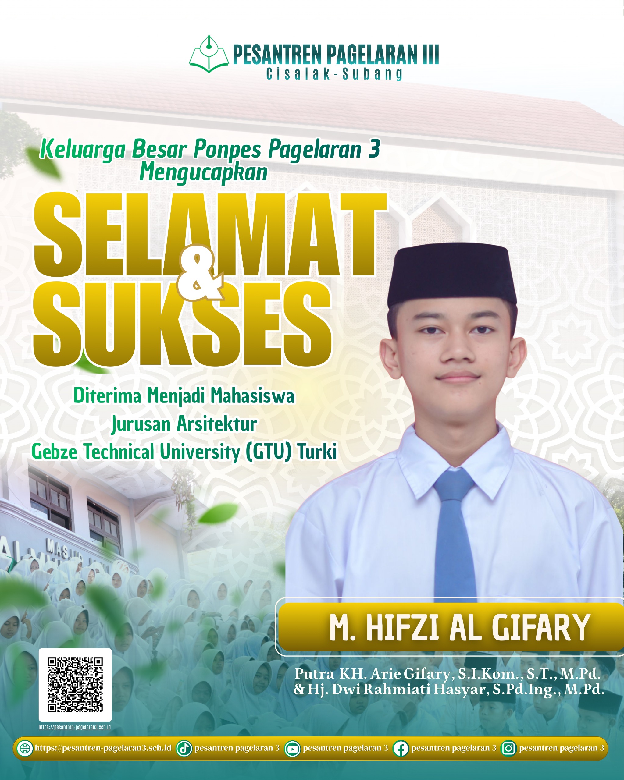 Selamat & Sukses Ananda M. HIFZI AL GIFARY diterima di Gebze Technical University (GTU) Turki.